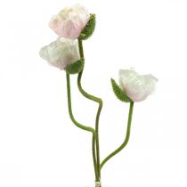 Umělý mák, hedvábný květ bílo-růžový L55/60/70cm sada 3 ks