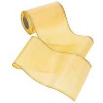 položky Věnečková stuha Moiré, žlutá se zlatým lemováním, dekorativní květinová stuha, acetát/polyester, 150 mm x 25 m