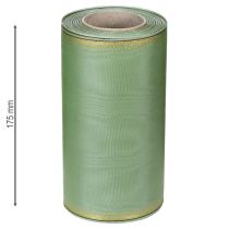 položky Moaré věnečková stuha šalvějově zelená se zlatým okrajem - 175 mm x 25 m - dekorativní stuha pro floristiku a oslavy