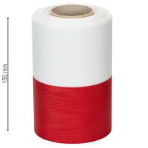 položky Věnečná stuha Moaré, smuteční stuha bílo-červená, ozdobná stuha 150 mm, pamětní stuha smuteční květina, acetátový taft 25 m
