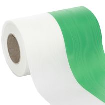 položky Moaré věnečková stuha zeleno-bílá 150 mm, ozdobná stuha, mašle, taftová kvalita 25 m