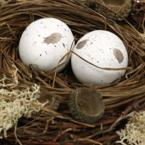 Velikonoční hnízdo s vejci umělá příroda, bílá dekorace na velikonoční stůl Ø19cm
