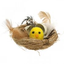 položky Velikonoční dekorace kuřátka v hnízdě s peříčky Dekorace na stůl Velikonoční hnízdo Ø9cm