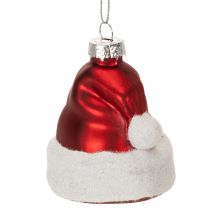 položky Vánoční ozdoba skleněná čepice Santu 8cm 6ks