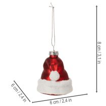 položky Vánoční ozdoba skleněná čepice Santu 8cm 6ks