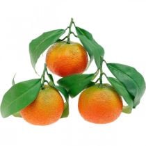 Dekorativní ovoce, pomeranče s listy, umělé ovoce V9cm Ø6,5cm 4ks
