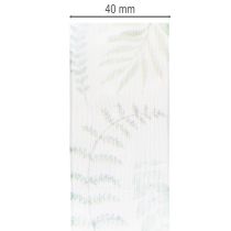 položky Organzová stuha, šifonová stuha, listnaté větvičky, zelená, 40mm, 15m