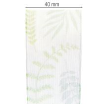 položky Organzová stuha, šifonová stuha, zelená s lístkovými úponky, šířka 40 mm, délka 15 m