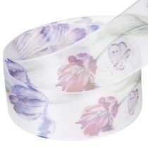 položky Organzová stuha, šifonová stuha, papouščí tulipány, fialová, 40mm, 18m
