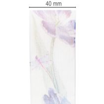 položky Organzová stuha, šifonová stuha, papouščí tulipány, fialová, 40mm, 18m