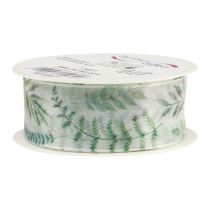 položky Organzová stuha šifonová stuha listy větve zelené 40mm 15m