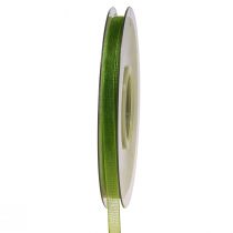 položky Organzová stuha zelená dárková stuha tkaný okraj olivově zelená 6mm 50m
