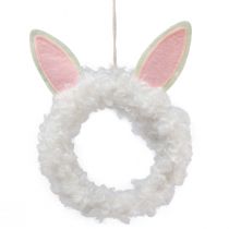 Velikonoční dekorace ozdobný prsten králičí uši dekorace na dveře bílá Ø13cm 4ks