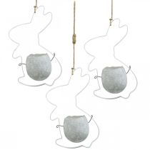 položky Velikonoční dekorace na zavěšení, dekorace králík s vajíčkem, kraslice na zasazení Bílá V24,5cm 3ks