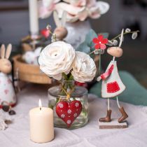 položky Velikonoční dekorace, králík z kovu, jarní dekorace, velikonoční zajíček s květinou červený, béžový V21cm 2ks