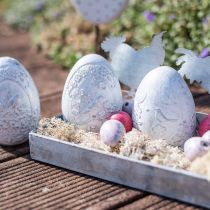 Velikonoční vajíčko nostalgický motiv ptáčka Velikonoční dekorace k umístění bílá V9,5cm 3ks