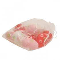 položky Velikonoční vajíčka na zavěšení s květinami Velikonoční dekorace 6cm 12ks