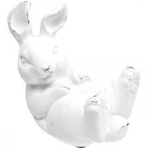 Velikonoční zajíček vintage vzhled králík ležící bílá keramika 12,5×8×14cm