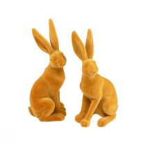 položky Velikonoční zajíček dekorativní postava králíka Velikonoční žluté kari V12,5cm 2ks