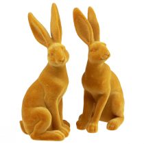 položky Velikonoční zajíček dekorativní postava králíka Velikonoční žluté kari V12,5cm 2ks