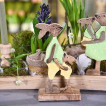 položky Velikonoční zajíček s dítětem, jarní dekorace ze dřeva, otec králík, velikonoční příroda, zelená, žlutá V22cm