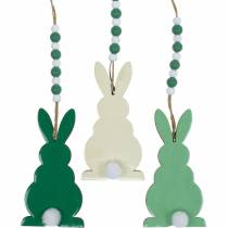 Velikonoční zajíčci na zavěšení, jarní dekorace, přívěsky, dekorativní zajíčci zelený, bílý 3ks