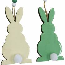 Velikonoční zajíčci na zavěšení, jarní dekorace, přívěsky, dekorativní zajíčci zelený, bílý 3ks