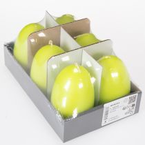 položky Velikonoční svíčky, vejčité, velikonoční svíčky ve tvaru vejce, limetkově zelené, 9 cm, 20 h, 6 kusů