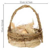 položky Velikonoční košík s křepelčími vajíčky umělý košík na vajíčka réva Ø12cm 2 ks