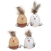 položky Easter Chick Chick Easter Egg Feathers White Natural H9cm 4 ks