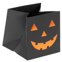 položky Papírový sáček s dýňovým obličejem, halloweenská dekorace 10 cm, 6 ks