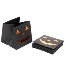 položky Papírový sáček s dýňovým obličejem, halloweenská dekorace 10 cm, 6 ks