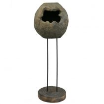 Dekorativní sochařská rostlinná koule ze dřeva paulovnie H68cm