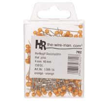 položky Oranžové špendlíky s perleťovou hlavičkou do květinářství, Ø4mm, 40mm, 150 kusů