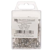 položky Květinové a dekorační špendlíky s perleťovou hlavičkou, stříbrné, Ø4mm, 40mm, 150 kusů