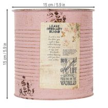 položky Květináč, starožitná růže, dekorativní kovová krabička, vintage, Ø15,5 cm V15 cm