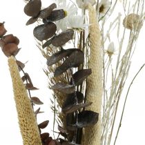 Kytice ze sušených květin s eukalyptem bílá DIY krabička V30-35cm