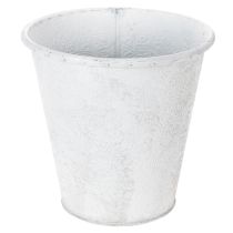 položky Květináč, květináč s ornamenty, kovová dekorace bílá, šedá Ø20,5 cm V19,5 cm