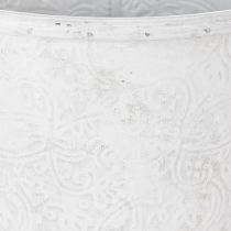 položky Květináč, květináč s ornamenty, kovová dekorace bílá, šedá Ø20,5 cm V19,5 cm