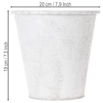 položky Květináč, květináč s ornamenty, kovová dekorace bílá, šedá Ø20,5 cm V19,5 cm