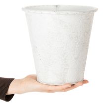 položky Květináč, květináč s ornamenty, kovová dekorace bílá, šedá Ø20,5 cm V19,5 cm