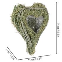 položky Dekorativní srdce z přírodní trávy s fóliovou vložkou, 14 cm, 2 kusy