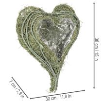 položky Miska ve tvaru srdce z přírodní trávy s výsadbovou fólií, 38 cm