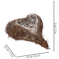 položky Květináč ve tvaru srdce z větviček s fólií, 20 cm, 2 kusy