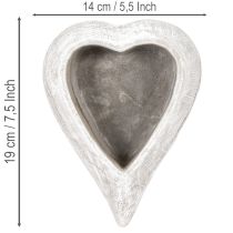 položky Dekorativní miska ve tvaru srdce, šedá; malý květináč ve tvaru srdce, 19 cm