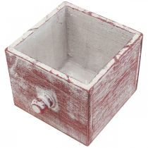Krabice na rostliny dřevěná dekorativní zásuvka shabby chic červená bílá 12cm