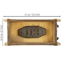 položky Dřevěný květináč ve tvaru cihly, recyklovaný, 32×15×10cm