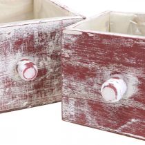 Krabice na rostliny shabby chic dekorativní zásuvka červená bílá sada 2 ks
