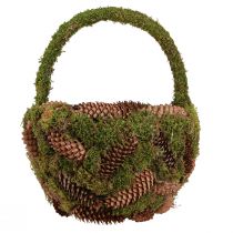 položky Rustikální květináč s mechem a šiškami - dekorativní koš s rukojetí Ø32cm V42cm - všestranná dekorace do zahrady a domu