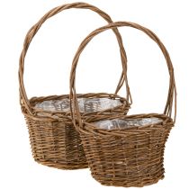 položky Koš na rostliny s rukojetí oválný vrbový hnědý 28/24 cm sada 2 ks